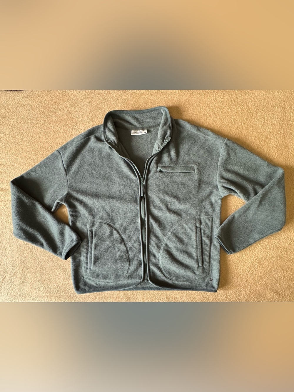 Olive Fleece Zip Front Jacket